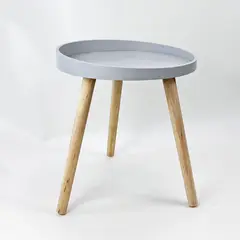 Casa Joven - MESA LATERAL CIRCULAR GRIS 38X38X43CM