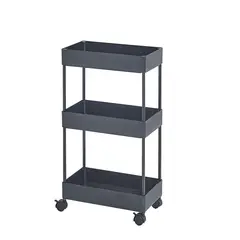CASA JOVEN - Carrito Organizador Con Ruedas Negro 22X40X72Cm