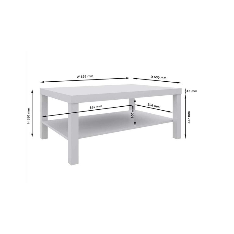 Mesa De Centro Blanca 90X60X38Cm