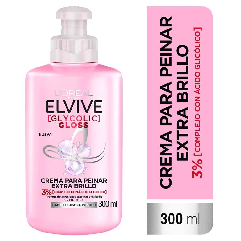 Crema para Peinar Elvive Glycolic Gloss Botella 300 mL