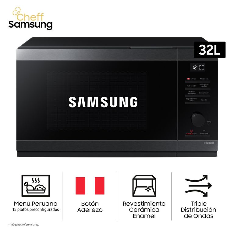 Microondas Samsung 32 L Acero Inoxidable Negro