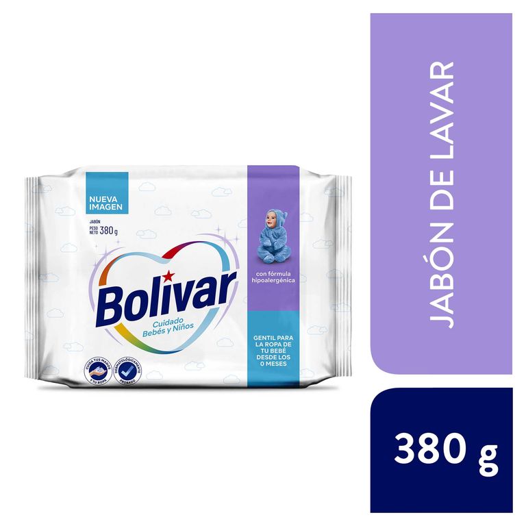 Jabón de Lavar Bolívar Cuidado Total Bebés y Niños Empaque 380 g