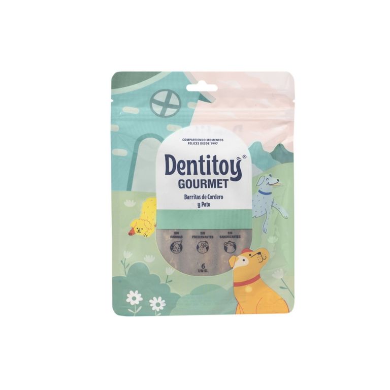 Barritas de Cordero y Pato para Perro Dentitoy Doypack 6 Und
