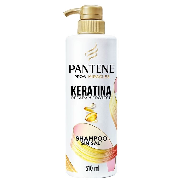 Shampoo Sin Sal Cabello Seco Pantene Keratina Con Pro Vitamina B5 Botella 510 mL