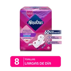 NOSOTRAS - Toallas Higiénicas Tela Larga Extra Suave Empaque 8 Und