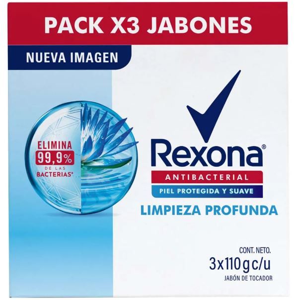 Jabón de Tocador Rexona Limpieza Profunda Empaque 3 Und
