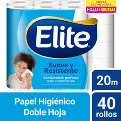 ELITE - Papel Higiénico Doble Hoja Suave Empaque 40 Und