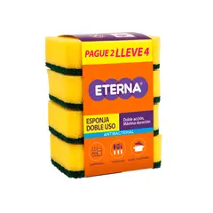 ETERNA - Esponja 2 en 1 Antibacterial Eterna Empaque 4 Und