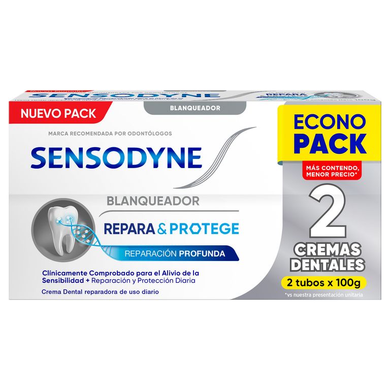 Crema Dental Sensodyne Blanqueadora Repara y Protege Caja 2 Und