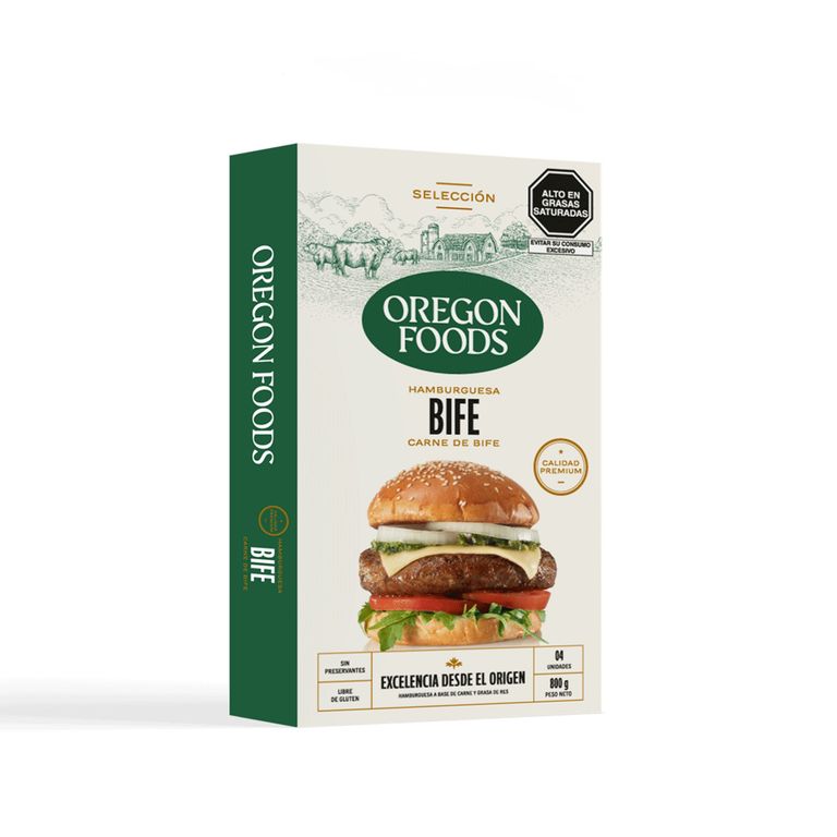 Hamburguesa de Bife Oregon Foods Caja 4 Und
