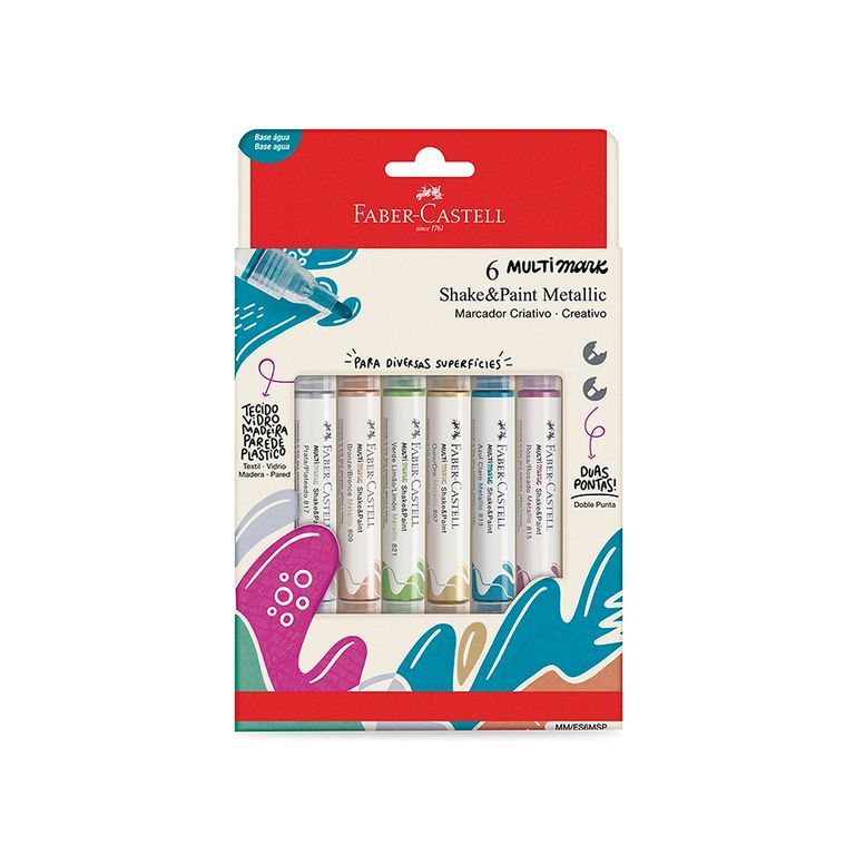 Plumones Faber Castell Sheake And Paint Metálicos Empaque 6 Und