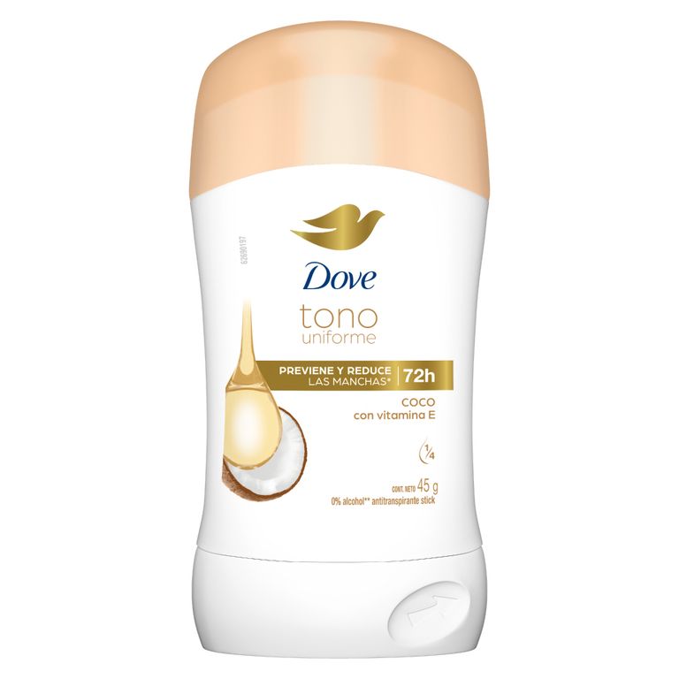 Antitranspirante en Barra Dove Tono Uniforme Coco Envase 45 g