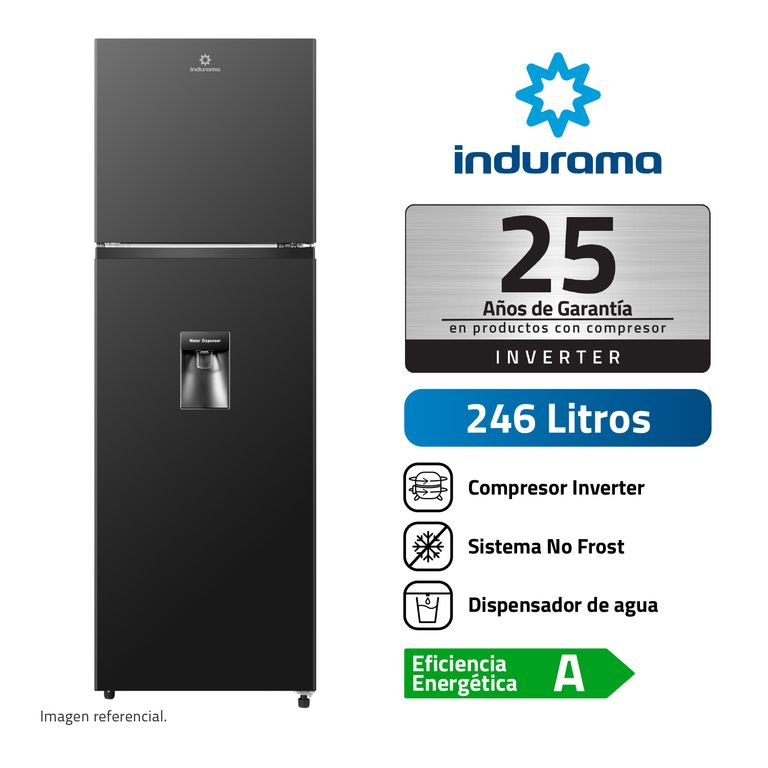 Refrigeradora 246L Negro con Dispensador