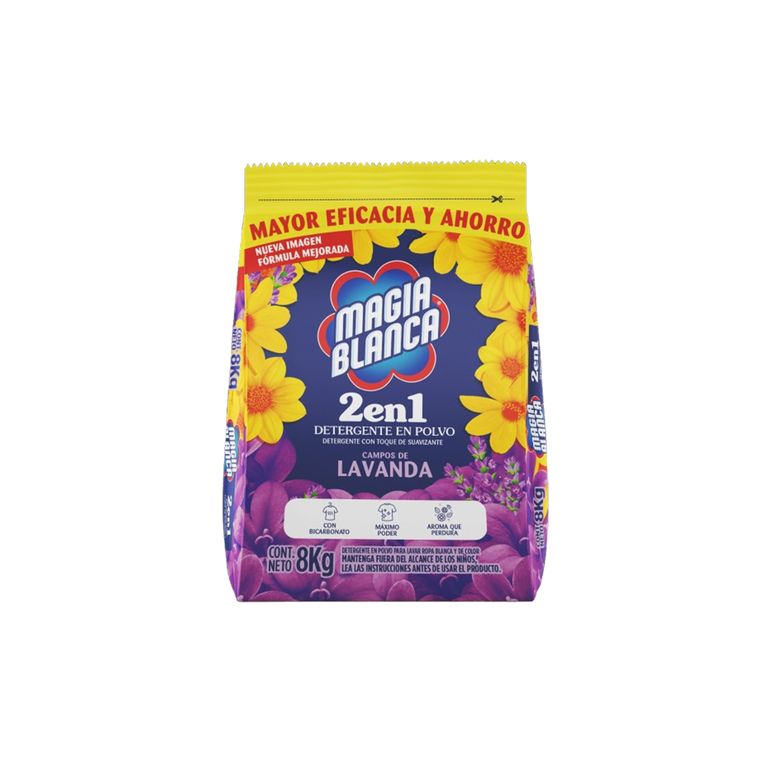 Detergente en Polvo Magia Blanca Lavanda Bolsa 8 Kg