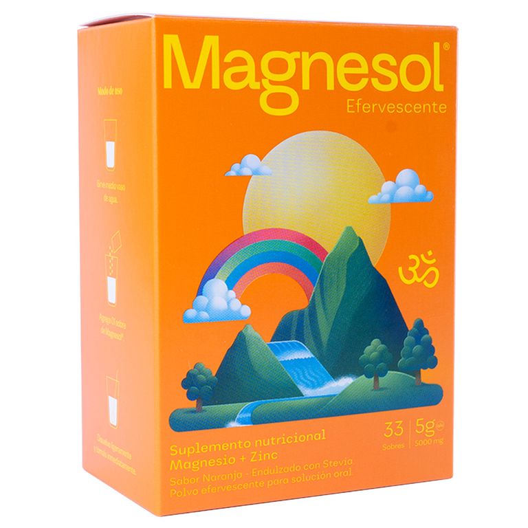 Polvo Efervescente Magnesol Naranja Caja 33 Sobres