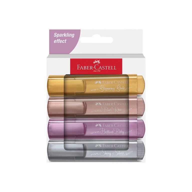 Resaltadores Faber Castell 46 SF Metálicos Empaque 4 Und