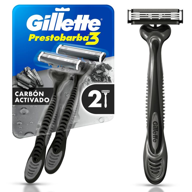Rasuradora Gillette Prestobarba 3 Carbono con Carbón Activado Empaque 2 Und