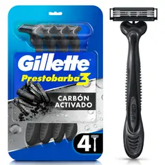 GILLETTE - Máquina de Afeitar Gillette Prestobarba3 Carbono Empaque 4 Und