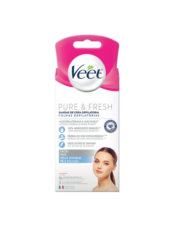 Bandas Depilatorias Faciales Veet Piel Sensible Caja 16 Und