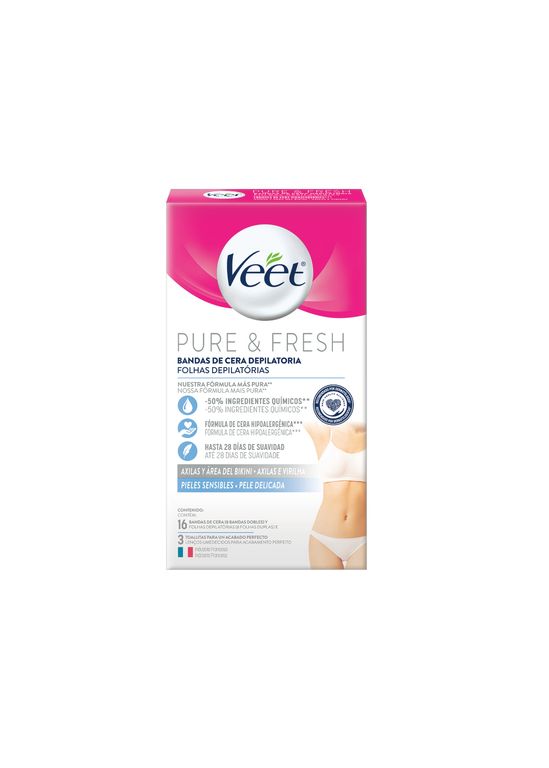 Bandas Depilatorias Veet Pure Bikini y Axilas Empaque 16 Und