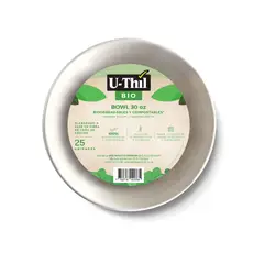 UTHIL - Bowls 30 Oz Biodegradables Compostables Empaque 25 Und
