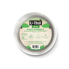 UTHIL - Plato Tendido Biodegradable 15.6cm Empaque 25 Und