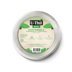 UTHIL - Set Platos Uthil 9 Pulgadas Biodegradables Empaque 25 Und