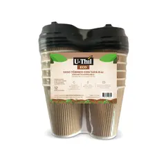 UTHIL - Vaso Térmico Tapa 8 Oz Ecoamigable Empaque 12 Und