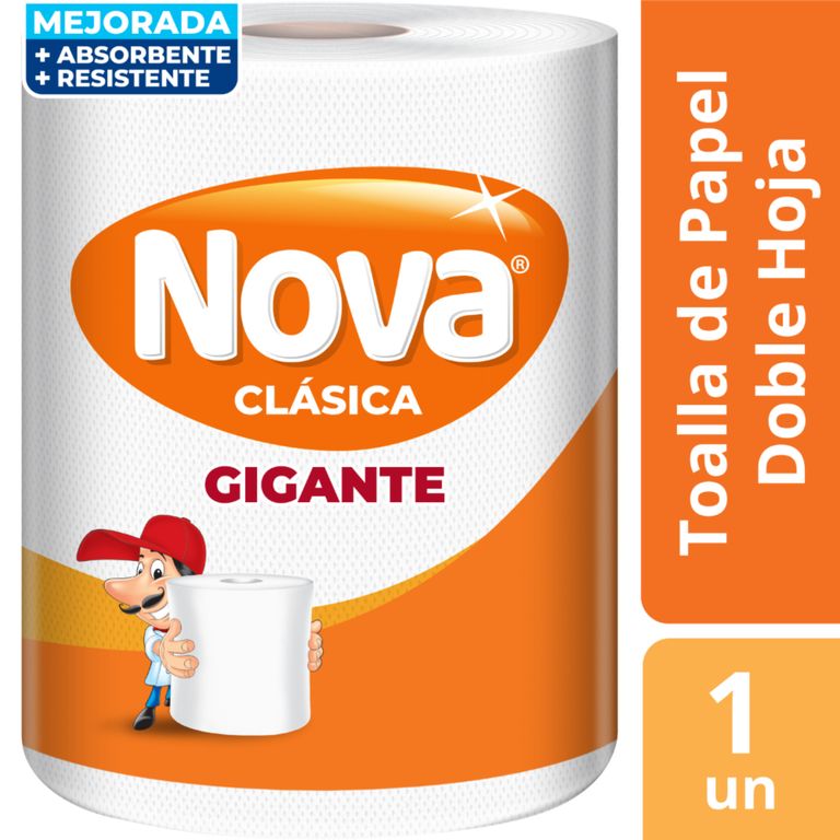 Papel Toalla Nova Gigante Doble Hoja Clásica Empaque 1 Und