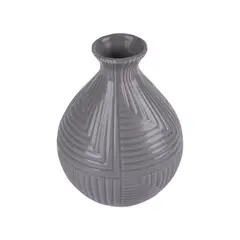 undefined - Maceta Ovalada Lineas Gris 20Cm