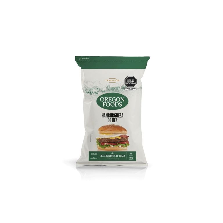 Hamburguesa de Res Oregon Foods Tradición Bolsa 8 Und