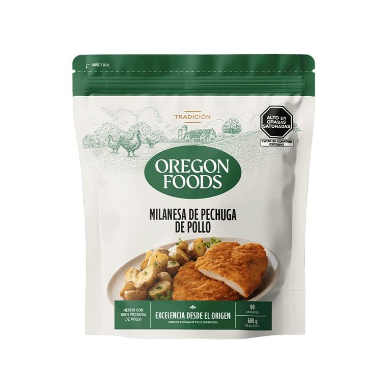 Milanesa de Pechuga de Pollo Oregon Foods Bolsa 600 g