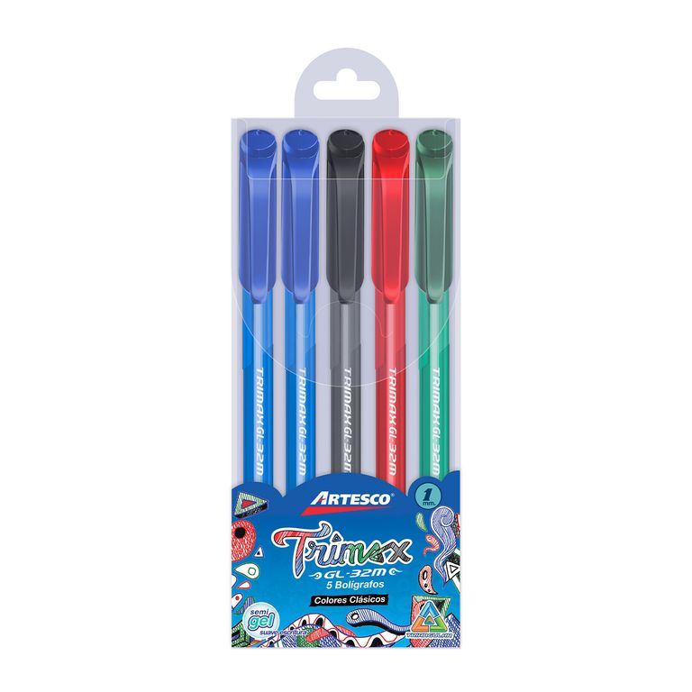 Lapiceros Artesco Trimax GL32M Clásicos Estuche 5 Und