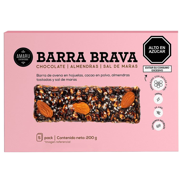 Barra Chocolate Amaru Superfoods Almendra Sal Caja 5 Und