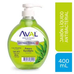 AVAL - Jabón Líquido Aval Antibacterial Fresco Eucalipto Envase 400 mL