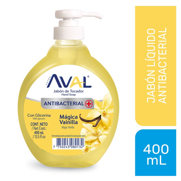 Jabón Líquido Antibacterial Aval Mágica Vainilla Envase 400 mL