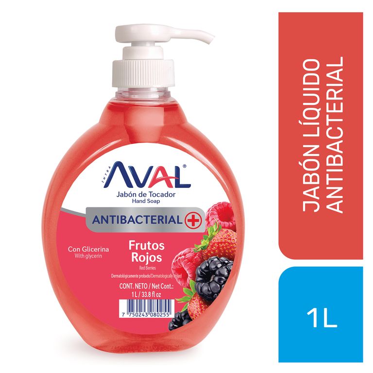 Jabón Líquido Antibacterial Aval Frutos Rojos Envase 1 L