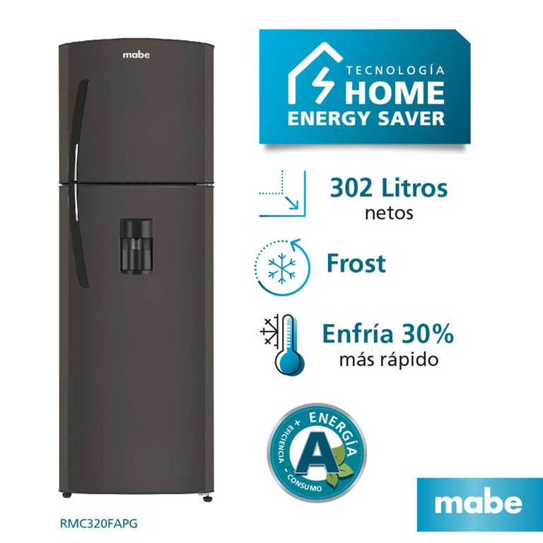 Refrigeradora Cycle De Frost 302 Lts Grafito Mabe RMC320FAPG