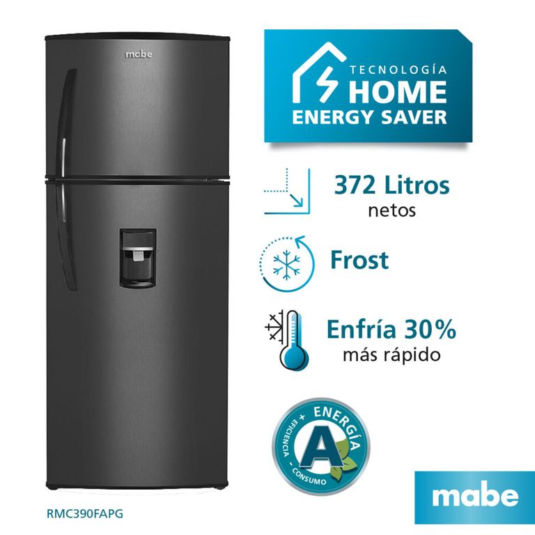 Refrigeradora Cycle De Frost 390 lts Grafito Mabe RMC390FAPG