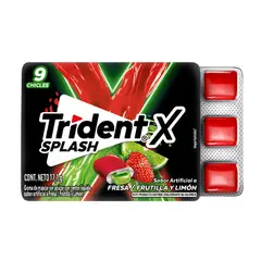 TRIDENT - Chicle Trident Splash Sin Azúcar Sabor Fresa Limón 9 Unidades