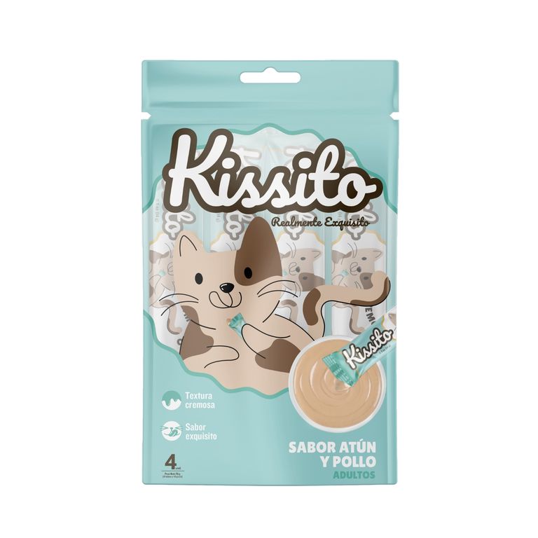 Snack para Gatos Kissito Atún y Pollo Empaque 4 Und