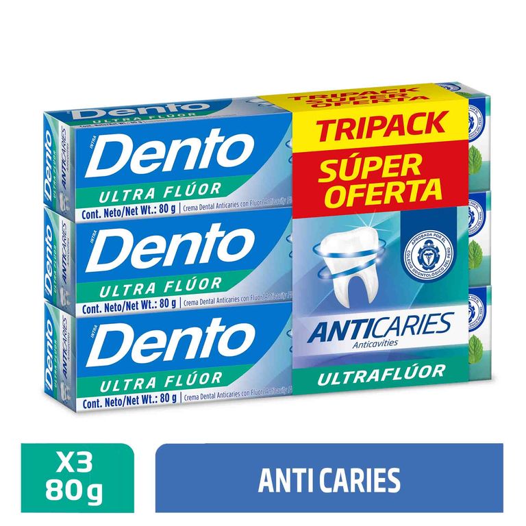 Pasta Dental Dento Anticaries Tripack Caja 80 g