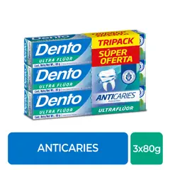 DENTO - Pasta Dental Dento Anticaries Tripack Caja 80 g