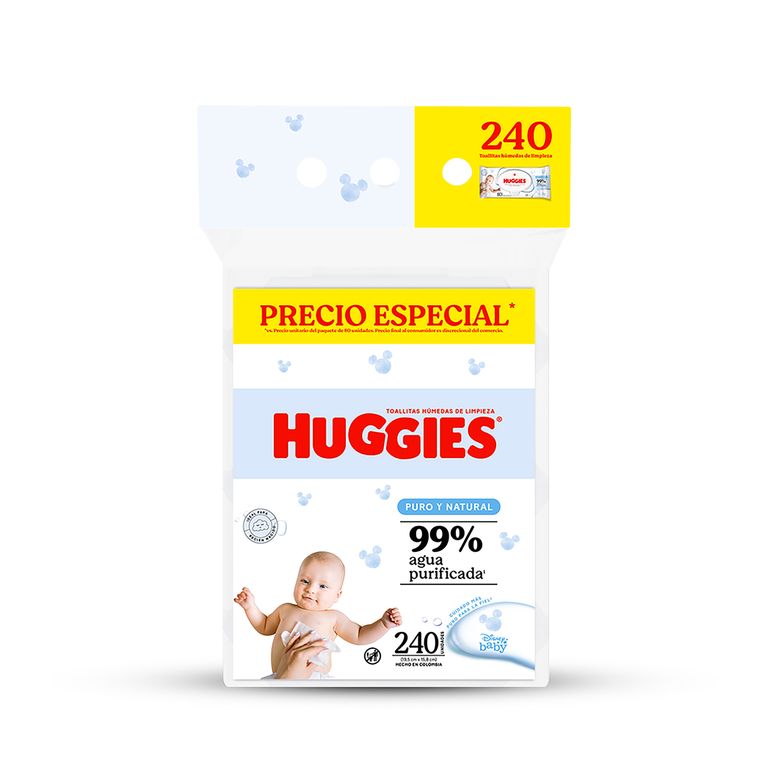 Toallitas Húmedas Huggies Puro y Natural Empaque 240 Und