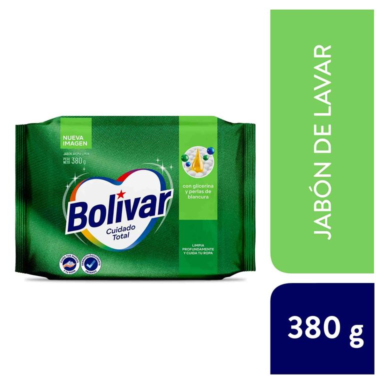 Jabón de Lavar Bolívar Cuidado Total Limón Empaque 380 g