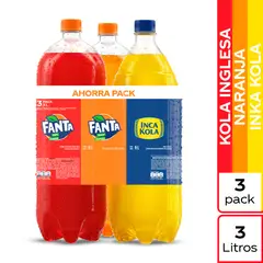 FANTA - Gaseosas Naranja + Kola Inglesa + Inca Kola 3L