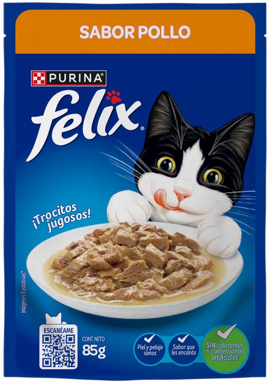 Alimento Húmedo Gatos Felix Sabor Pollo Doypack 85 g