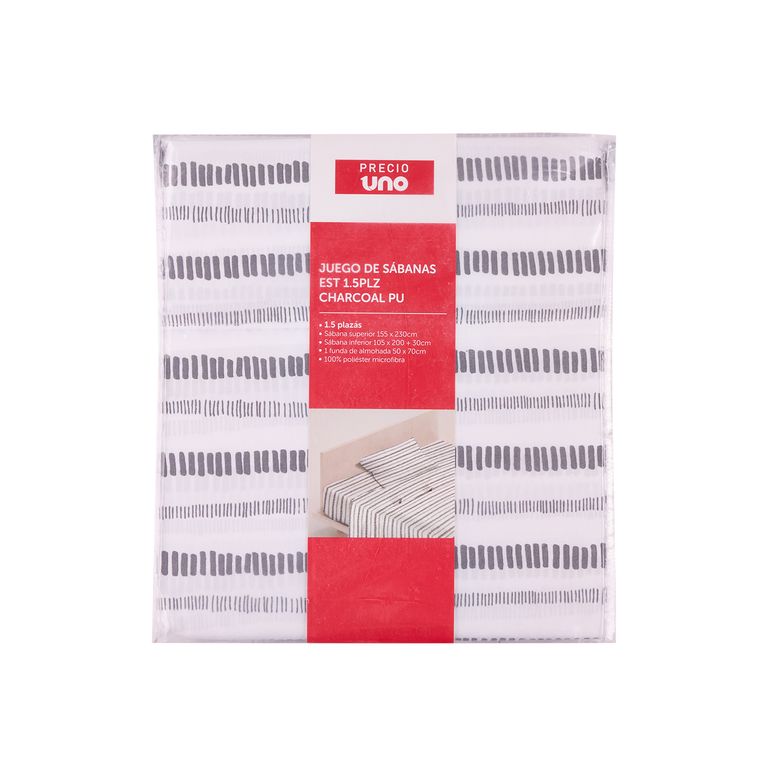 Juego de Sábanas Est 1.5Plz Charcoal Pu