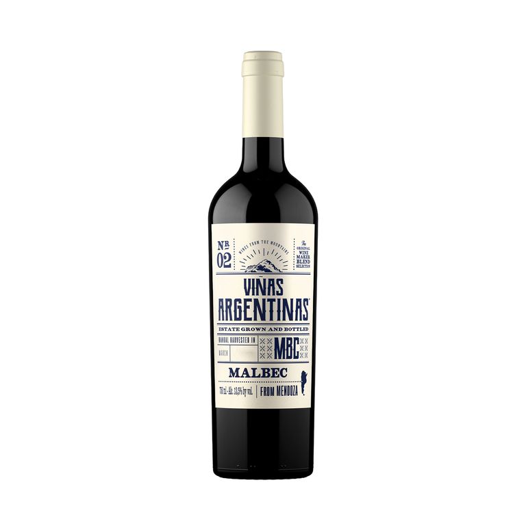 Vino Tinto Viñas Argentinas Malbec Botella 750 mL
