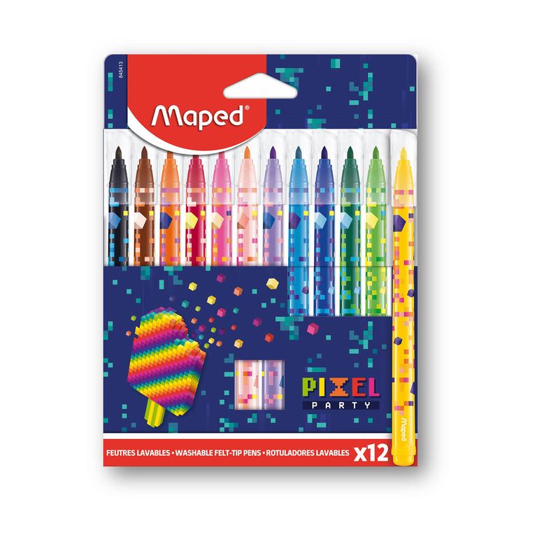 Plumones Maped Lavables Pixel Party Caja 12 Und